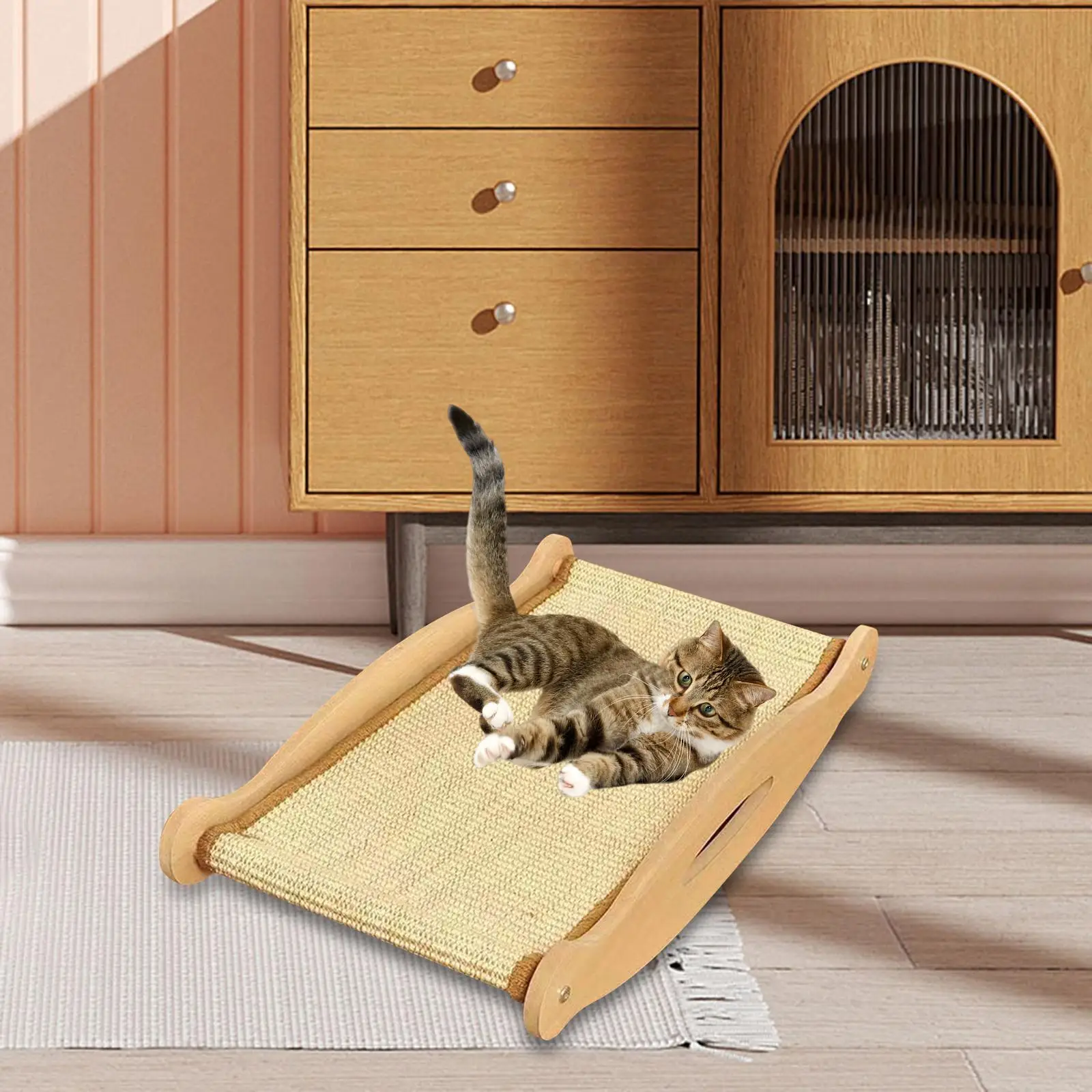 Cat Scratching Pad Board Rocking Lounge Wear Resistant Accessory 62x30cm Cat Furniture for Grinding Claws Versatile Modern