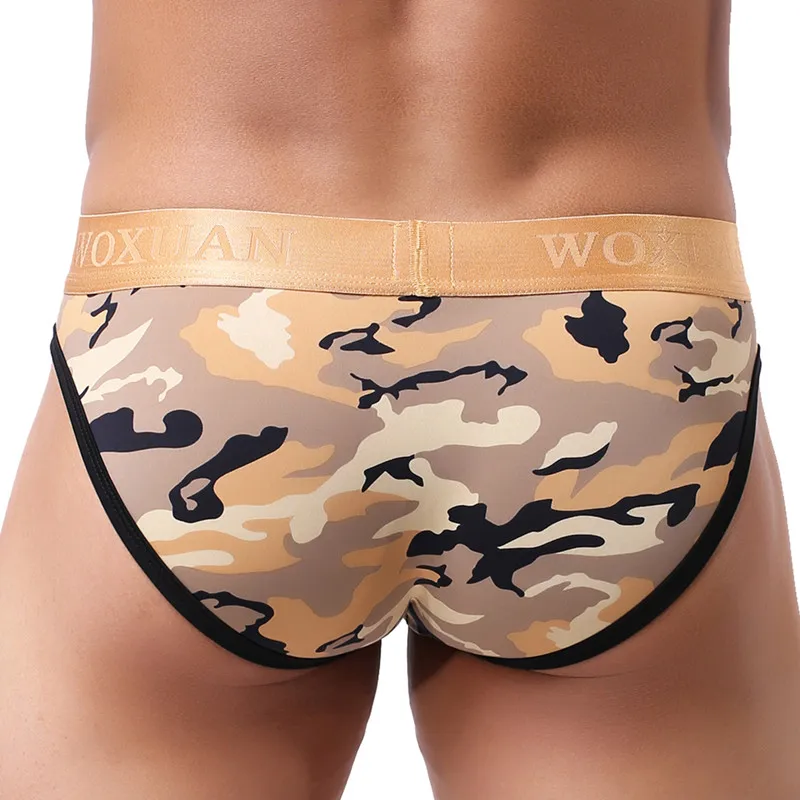 Summer Men\'s Clear Tendon Briefs Men\'s Wild Camouflage Sexy U convex Capsules Sexy Soft Skin-Friendly Comfortable Underwear