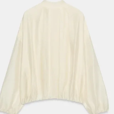 Women French Style Pleated Bomber Jacket Stand Collar Zip‑Up Loose Casual Outerwear Coat