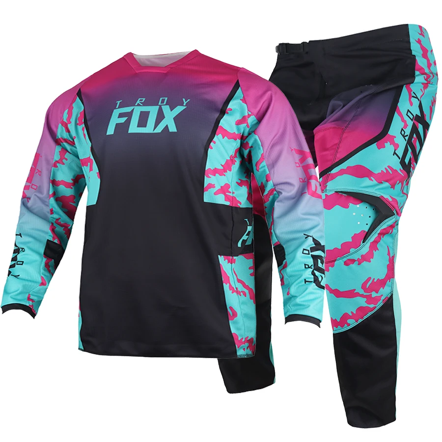 

MX 180 Nuklr Pink/Blue Jersey Pants Combo Motocross Dirt Bike Off Road Adult Racing Gear Set