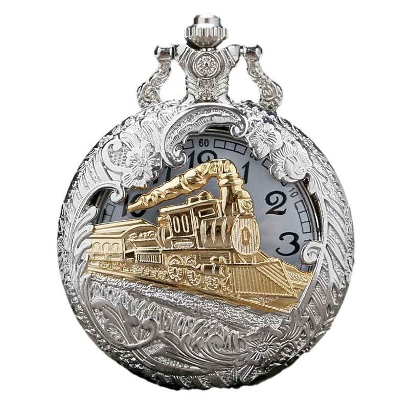 Nuevo reloj de bolsillo Reloj de bolsillo plateado Reloj de bolsillo grande plateado Jie Jin Reloj de bolsillo grande Reloj de bolsillo de tren