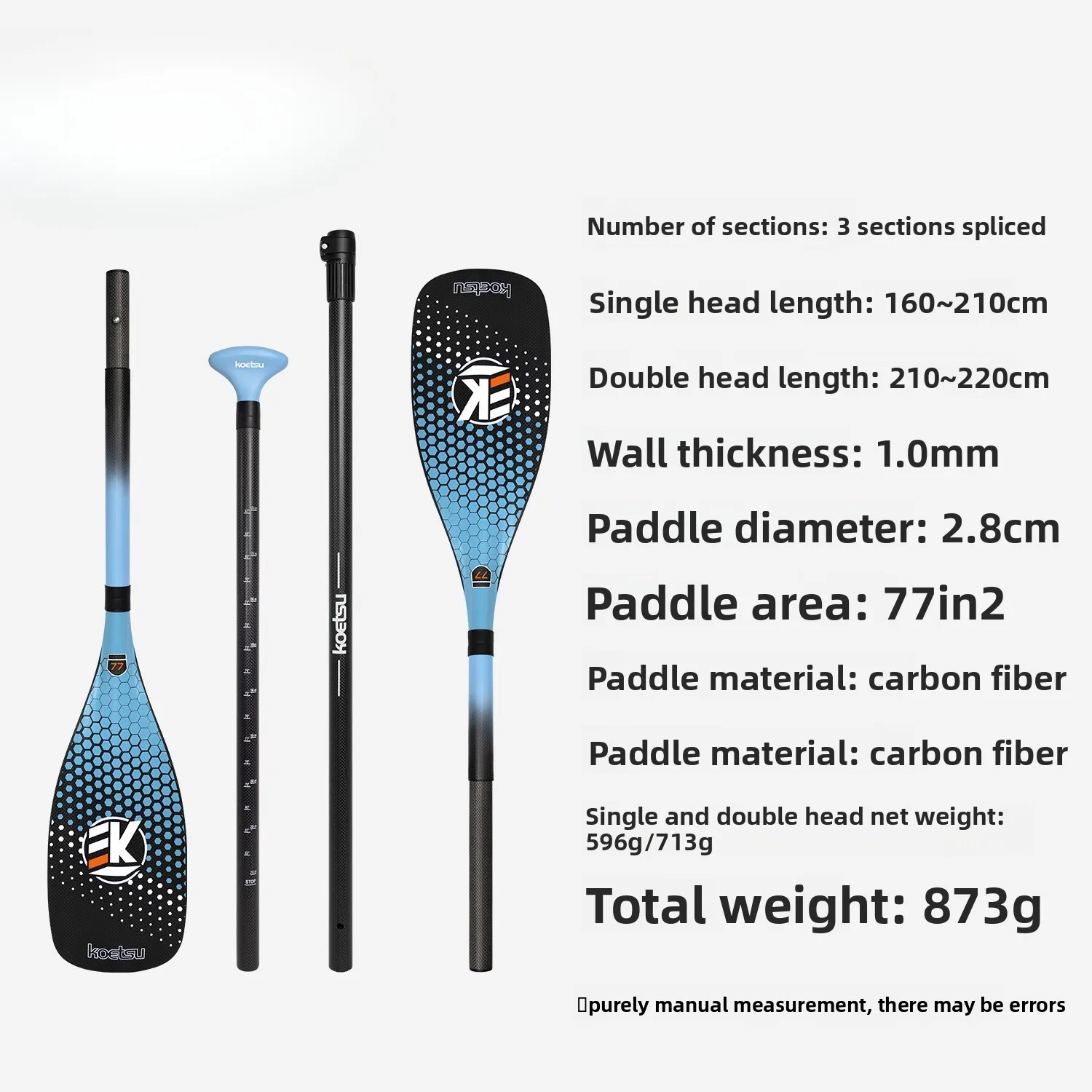 Full Carbon Single And Double Head Dual-purpose Paddle Carbon Fiber KAYAKA Paddle Kayak Combination Pulp