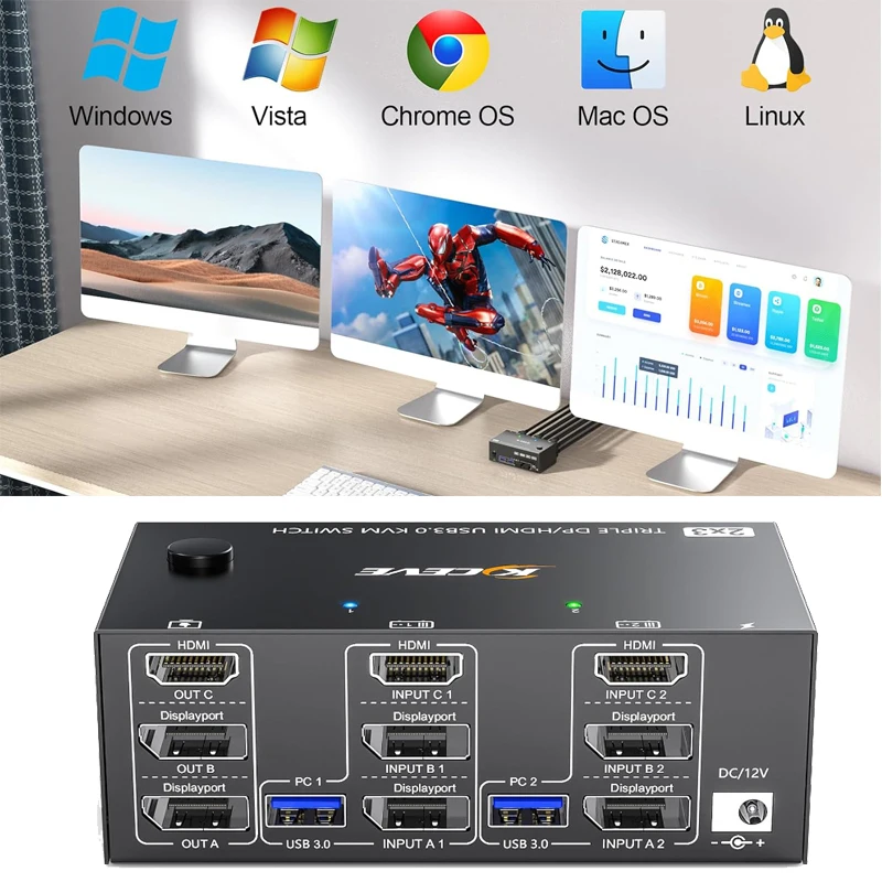 

HDMI-compatible Switch USB Splitter Switcher extended/copy screen USB3.0 KVM SWITCH EDID Game live screen splitter Adapter EDID