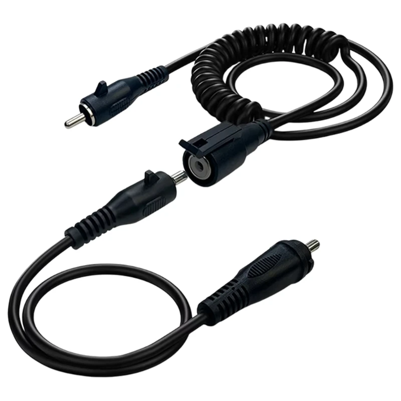 Motorcycle Snowmobile Helmet Heated Cable 12V Coiled Power Harness Cable with Adapter and Black Cable for Cold-Weather