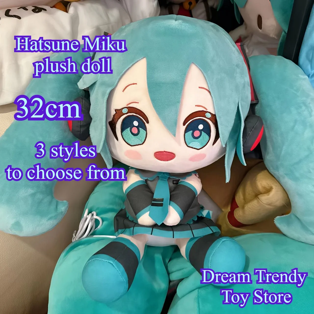 32cm fufu Hatsune Miku Plush Doll Cute Pillow Cartoon Anime kawaii bow Hatsune Miku doll Children's Toy Girl Holiday gifts