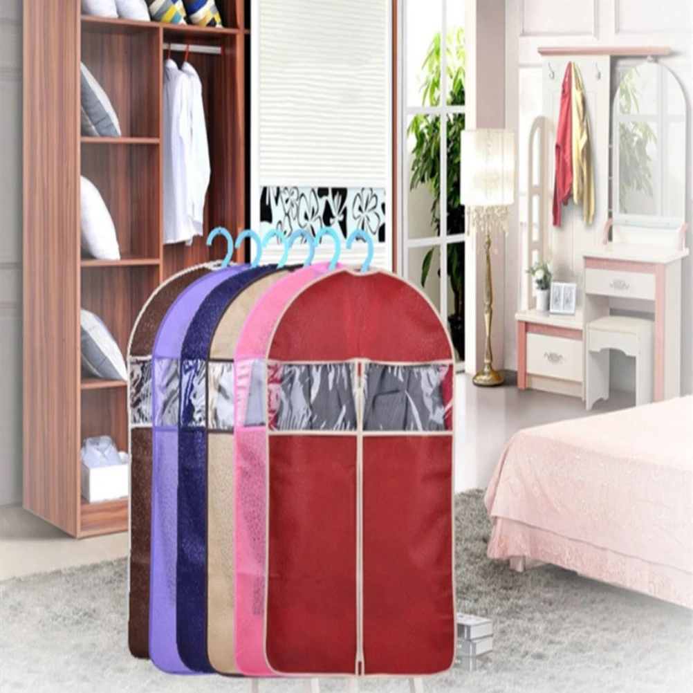 

3pcs Dustproof Clothes Cover Suit Storage Bag Garment ganizer Transparent Window Zipper Closure Reusable Nonwoven for Shirts
