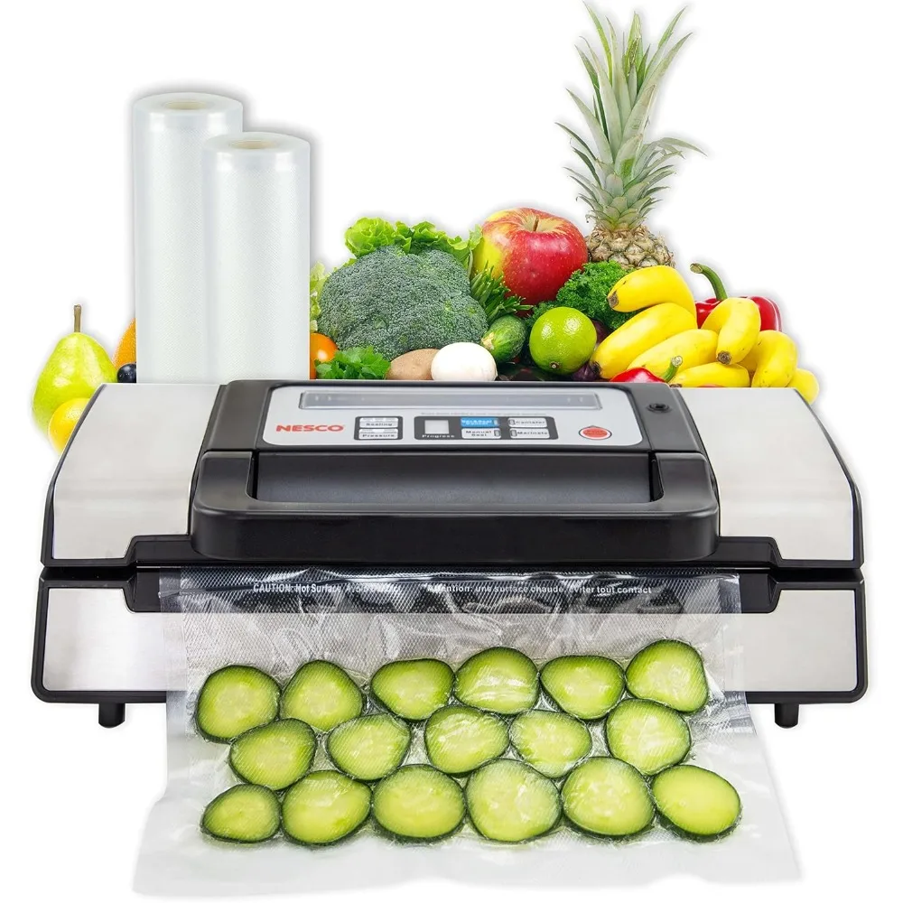 

Deluxe Food VS-12 Vacuum Sealer, 130 Watts, Kit Bags & Viewing Lid, Compact, Silver