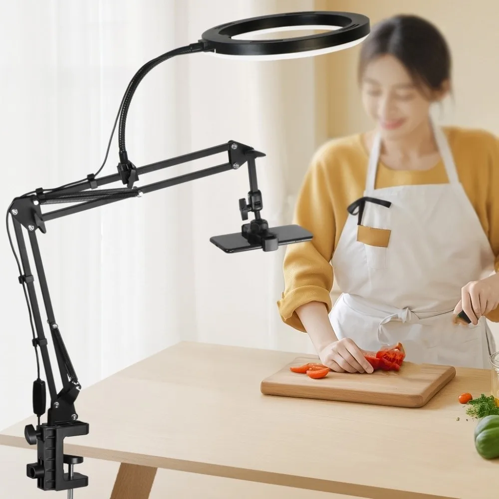 مع ملء ضوء تلسكوبي حامل هاتف قابل للتعديل ارتفاع مستقر حامل هاتف المحمول المحمولة العالمي المشبك نوع حامل هاتف #3