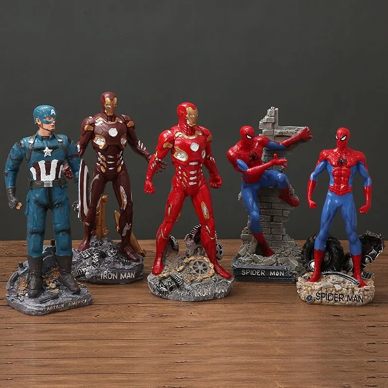 Decoração de quarto de mesa para menino, figuras criativas, homem de ferro, homem-aranha, capitão américa, vingadores, ornamentos, presente de aniversário, atacado