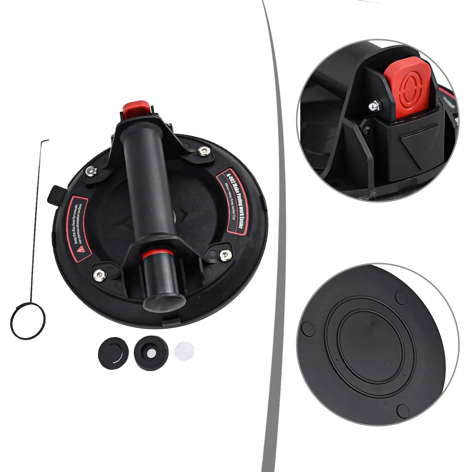 Outil de fixation de verre d'aspiration robuste 21*21*11cm outil de fixation de verre noir de 8 pouces lève-aspiration robuste pratique