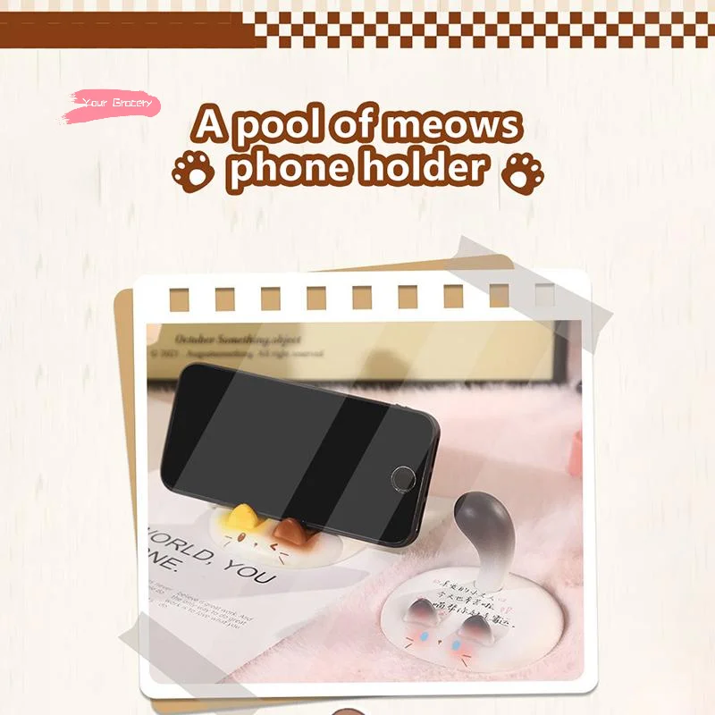 

Y-Cute Design Mobile Phone Holder Cartoon Cat Sweet Style Cartoon Cat Holder Desktop Decoration Function Creative Phone Stand
