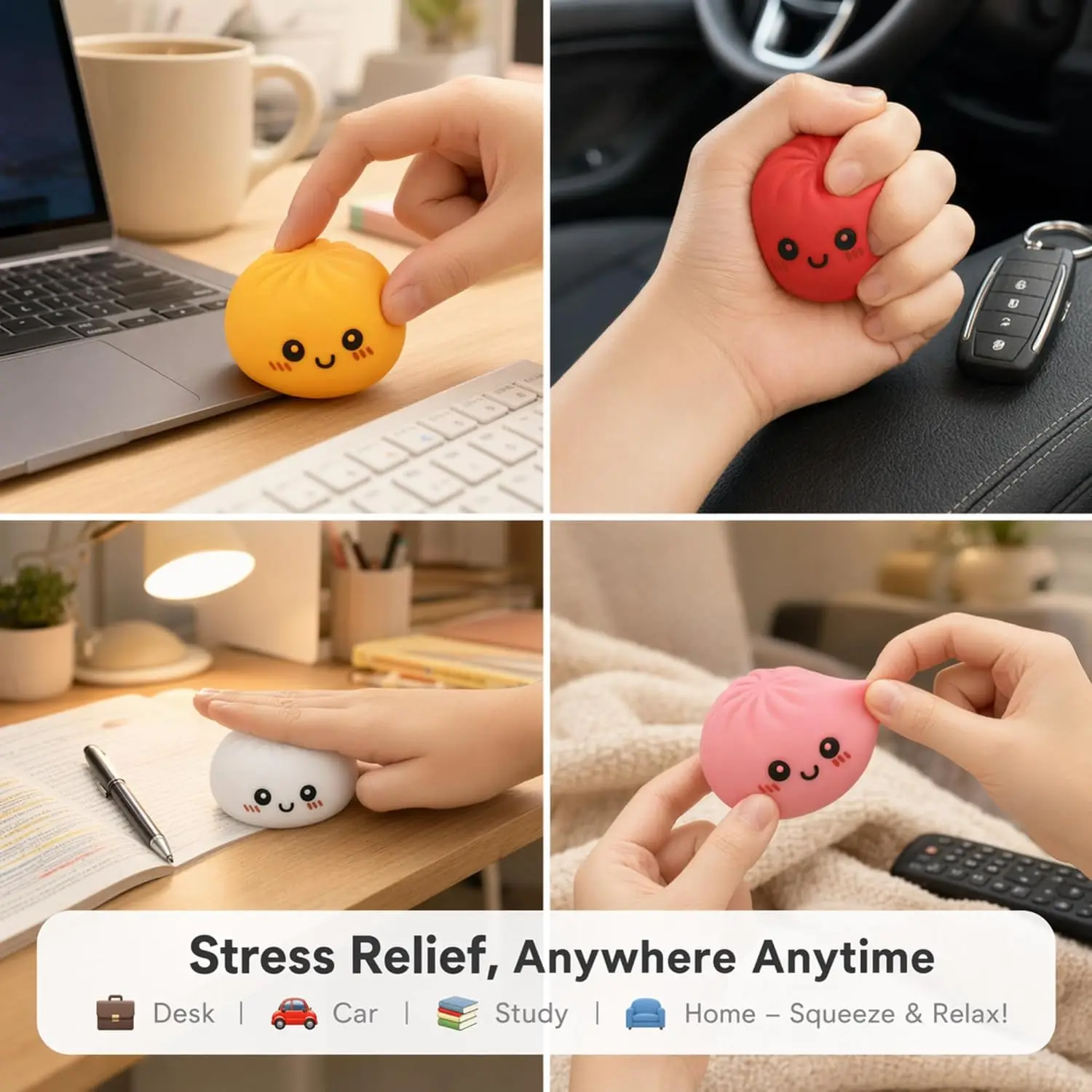 9 Colors Of Baozi Gummy Buns, Cute Stress Relief Toys, Quiet ADHD Anxiety Relief Toys, Children's And Adult Birthday Gifts