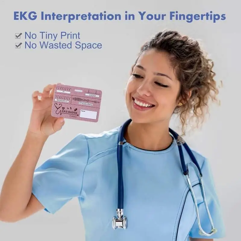 3pcs EKG Rhythm Pocket Card Ecg Interpretation Card Cardiac Study Guide Lab Value Clinicals Accessories EGG Self Measuring Tool