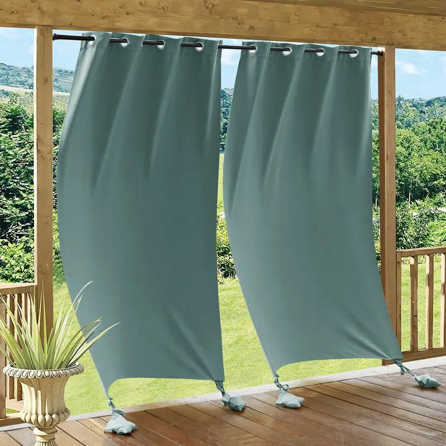 

Уличные шторы для патио, ветрозащитные, с утяжеляющими мешками, водонепроницаемые затемняющие занавески для улицы, для террасы, веранды, балкона