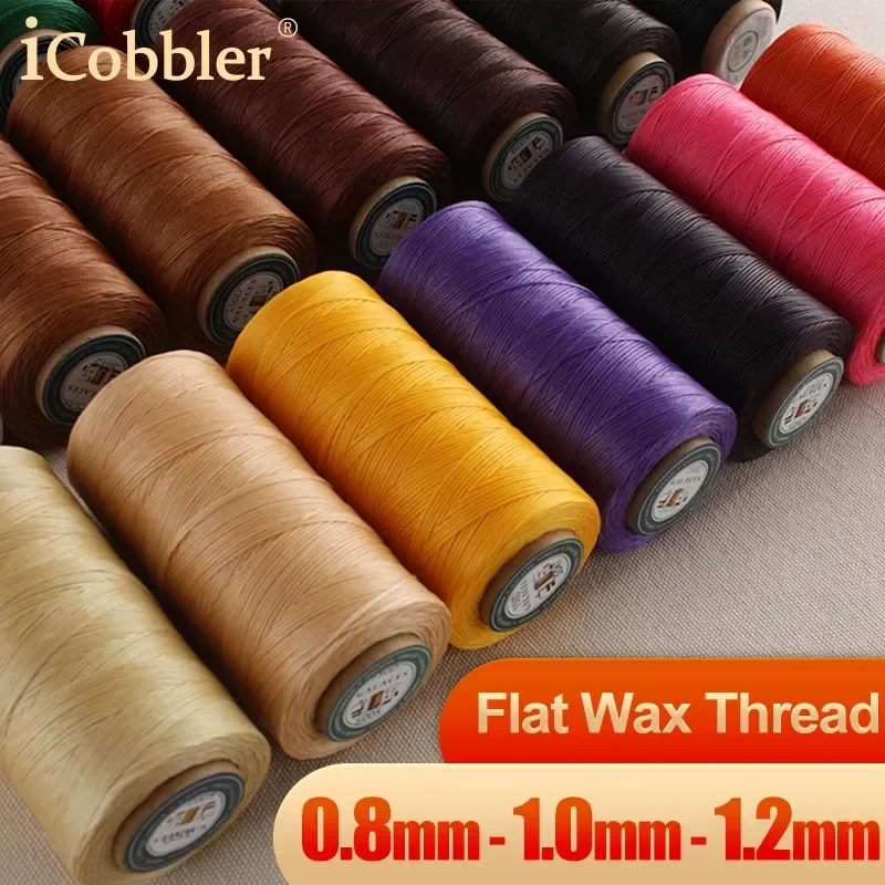 0.8mm-1.2mm Leather Upholstery Sewing Waxed String Polyester Cord for Bookbinding/Shoe Repairing/Leather Projects