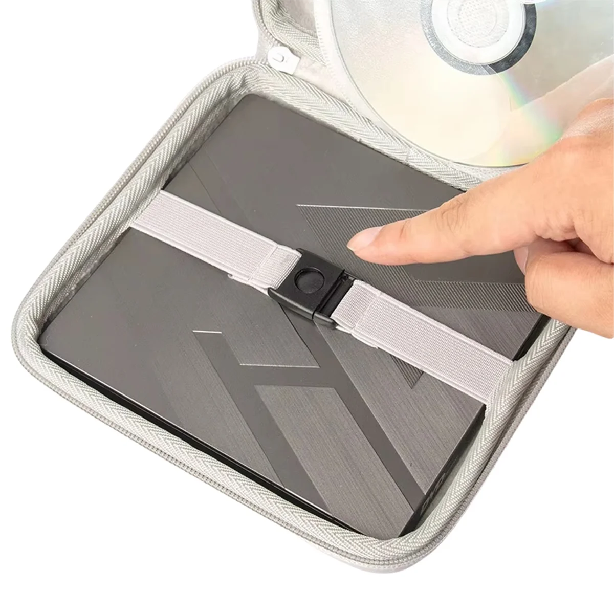 

2025+External Optical Drive + CD-ROM Storage Bag PU Multifunctional Storage Case Organizer Bag Grey