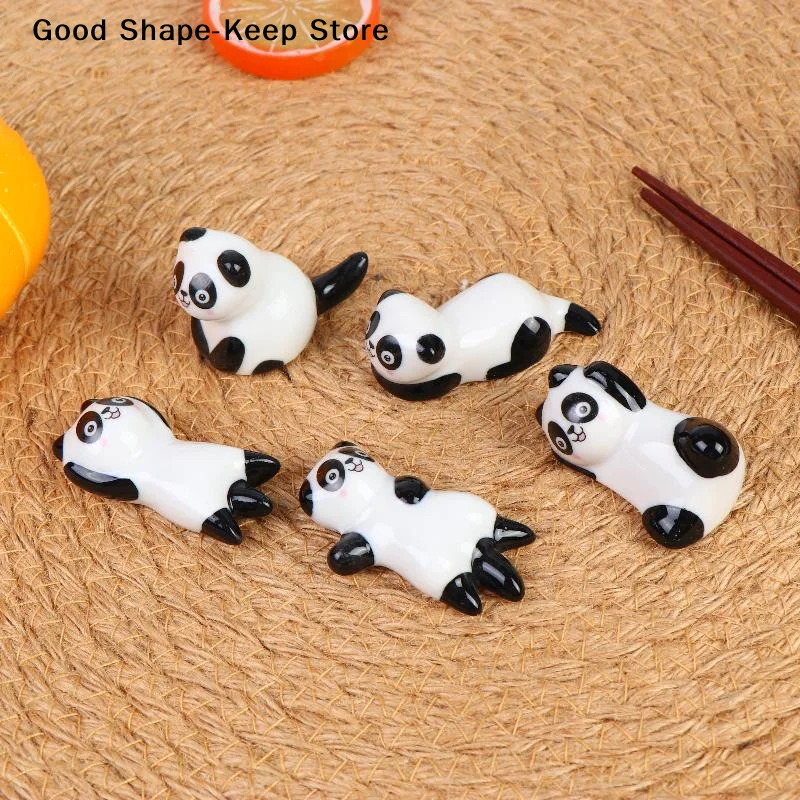dailyMini Panda Ceramic Chopstick Rest Adorable Cartoon Non-Slip Spoon Holder for Home Kitchen Housewarming GiftDaily products