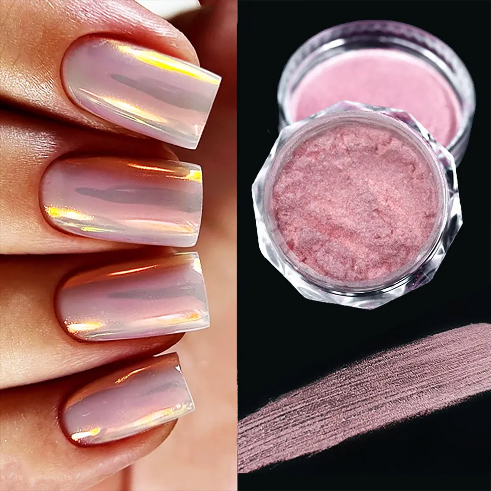 1jar aurora pérola nude rosa branco unhas glitter poeira cromo luar esfregando pó de unhas escudo espelho pigmento suprimentos da arte do prego