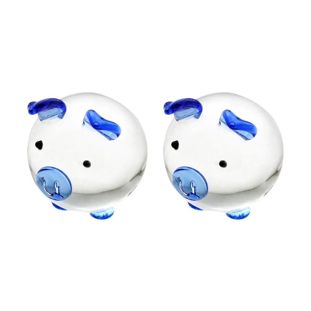 1Pair Crystal Craft Pig Ornament Delicate Surface Texture Unique Shape for Home Office Table Adornment Birthday Christmas Gift
