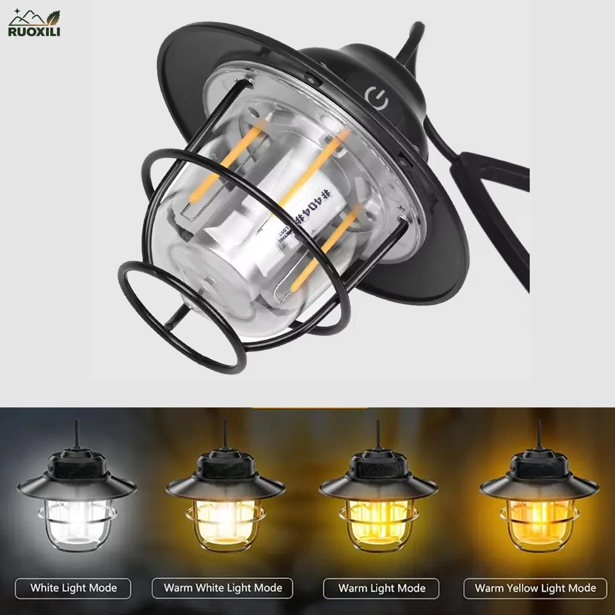 

Camping Lantern Rechargeable,Retro Camping Light Portable Waterproof 4 Light Modes for Camping, Hiking,Emergency,Fishing