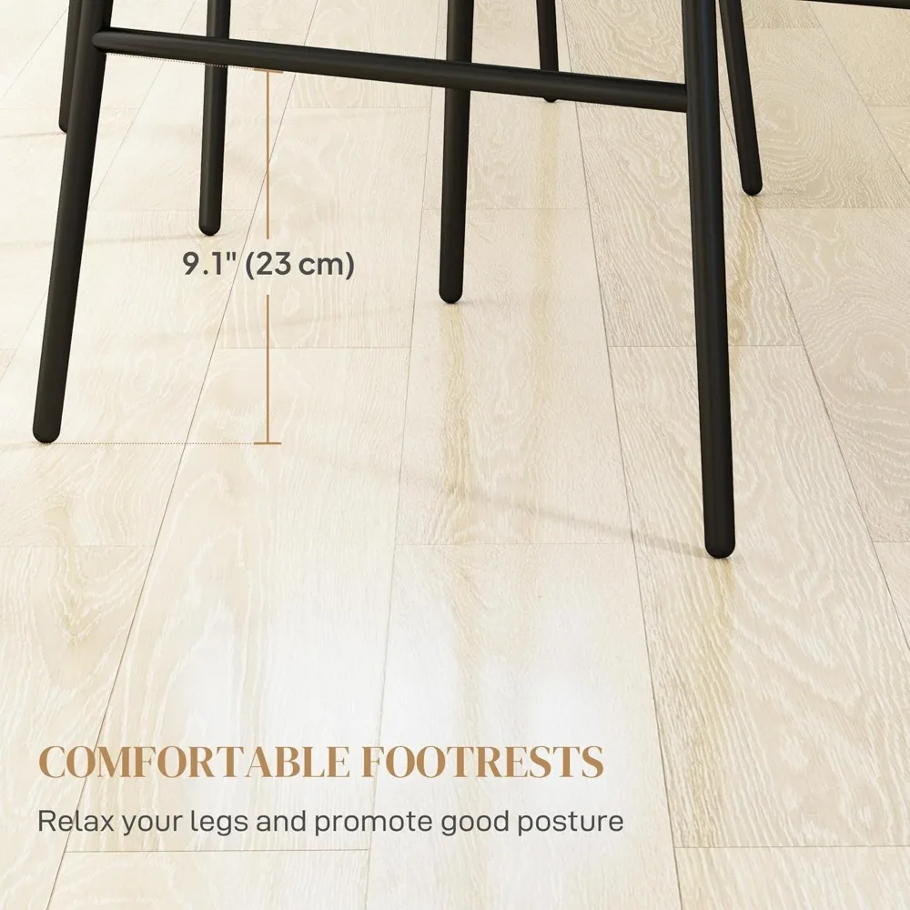 26" Wicker Barstools with Back, Modern Bar Chairs for Kitchen Island, Kitchen Counter