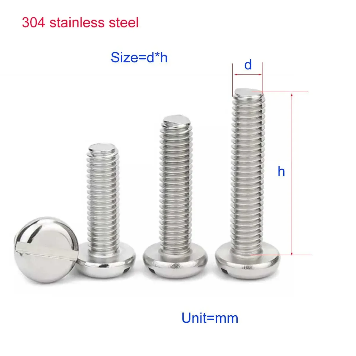 304 Roestvrijstalen Sleufkop Schroef/Gb67 Ronde Kop Boltm4m5m6m8m10