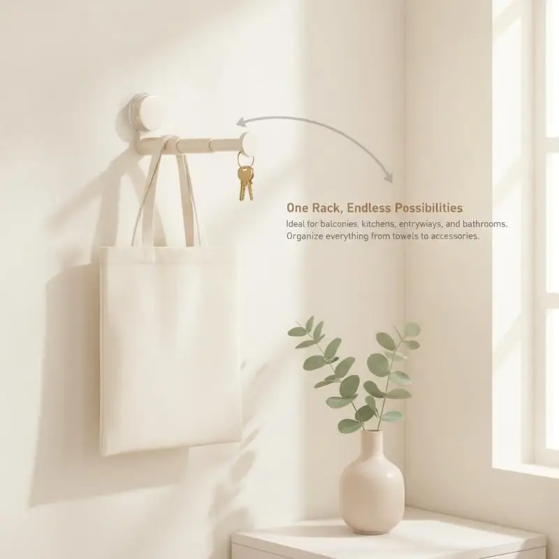 Suction Cup Hanger Organizer Retractable No Drill Reusable Strong Suction Hook for Bathroom Dorm Room Storage