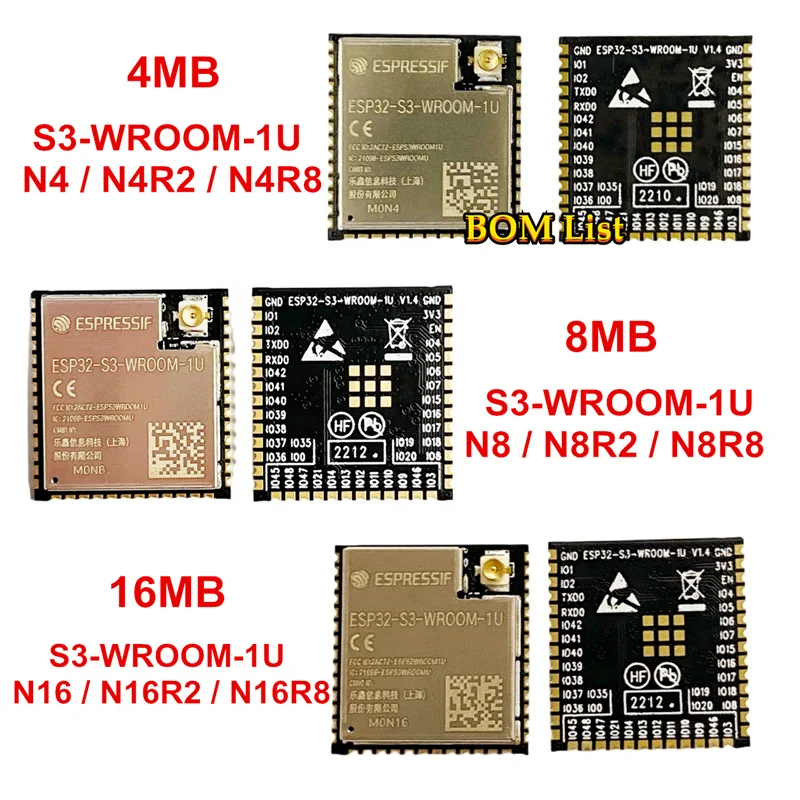 Wifiとble 5モジュール,ESP32-S3-WROOM-1U GHz,4MB, 8MB, 16MB,n4R8,n8,n8r2,n8R8,n16,n16r2,2.4