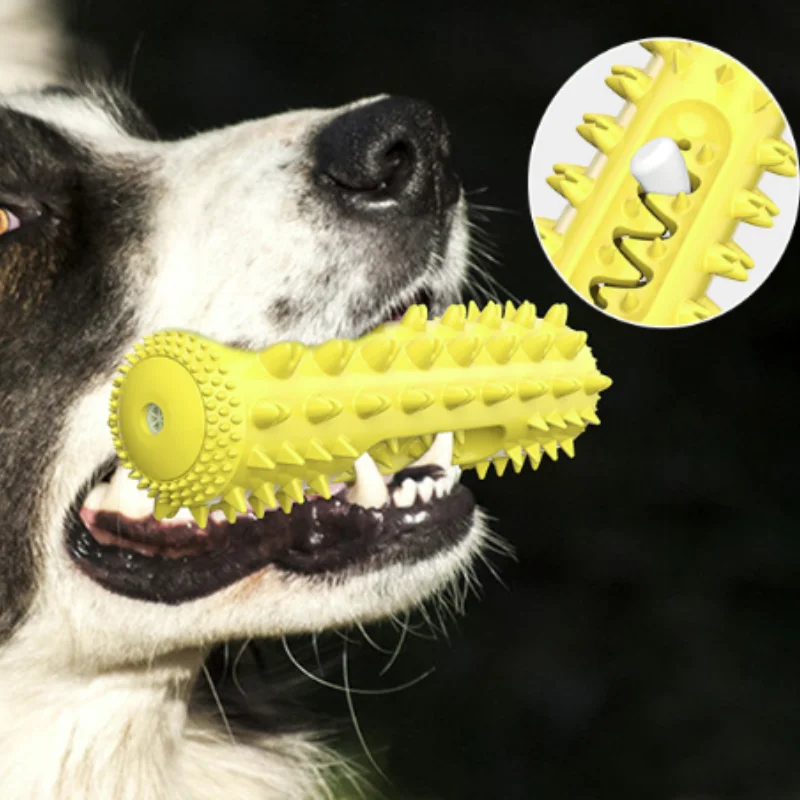 Durable Dog Chew Toy Soft Textured Rubber Toothbrush Stick for Small to Large Breeds Promotes Healthy Gums Fresh Breath