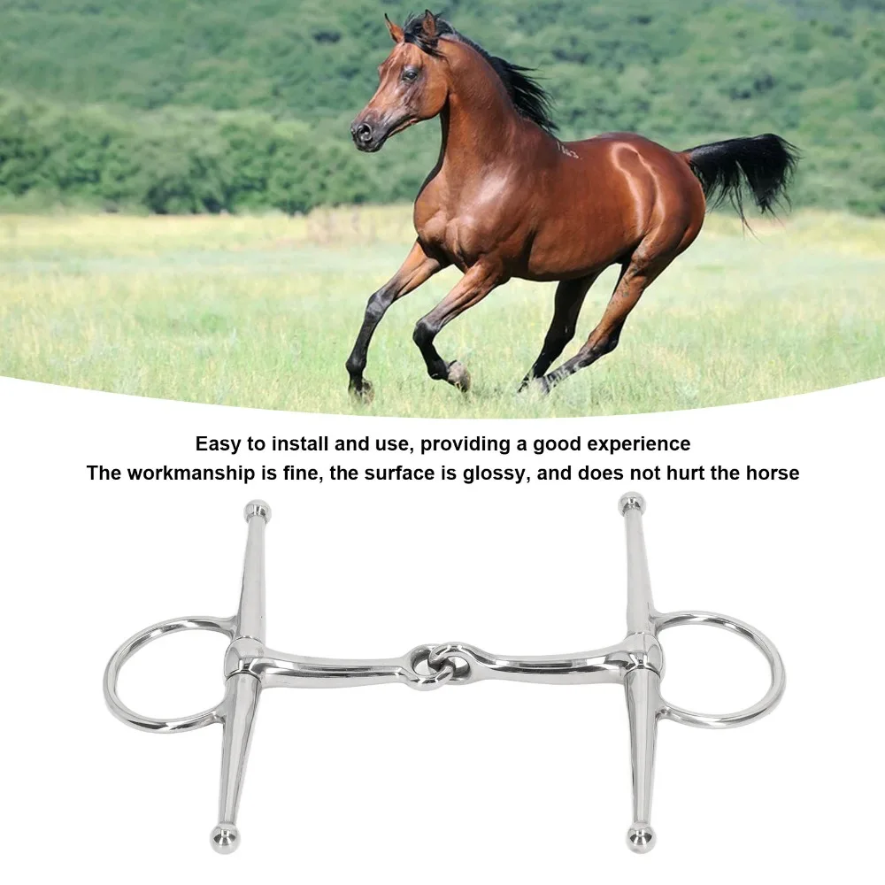 Stainless Steel Horse Snaffle Bit Ring Style Jointed Design Ring Jointed Bit Lightweight Durable Full Cheek Bit