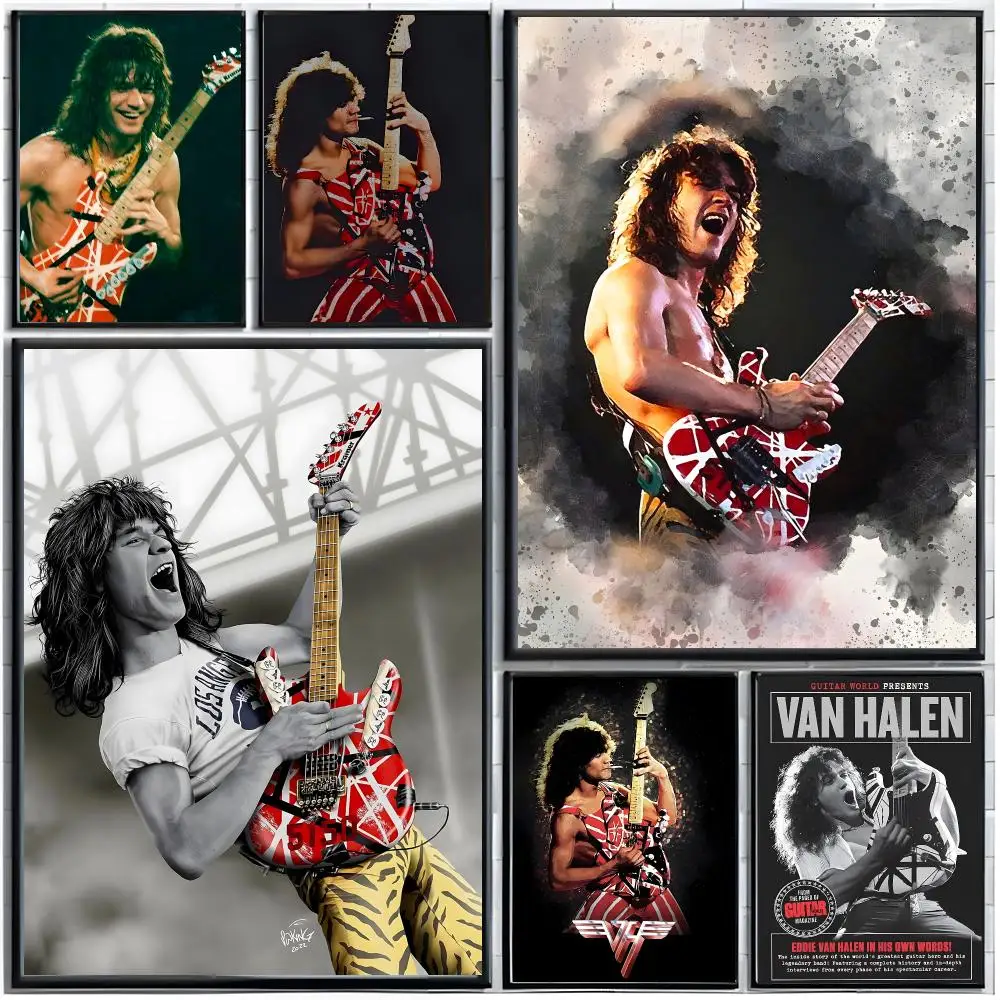 musician rock E-Eddie Van Halen Poster Modern Wall Art Home Decor Living Room Decorative Print Unframed