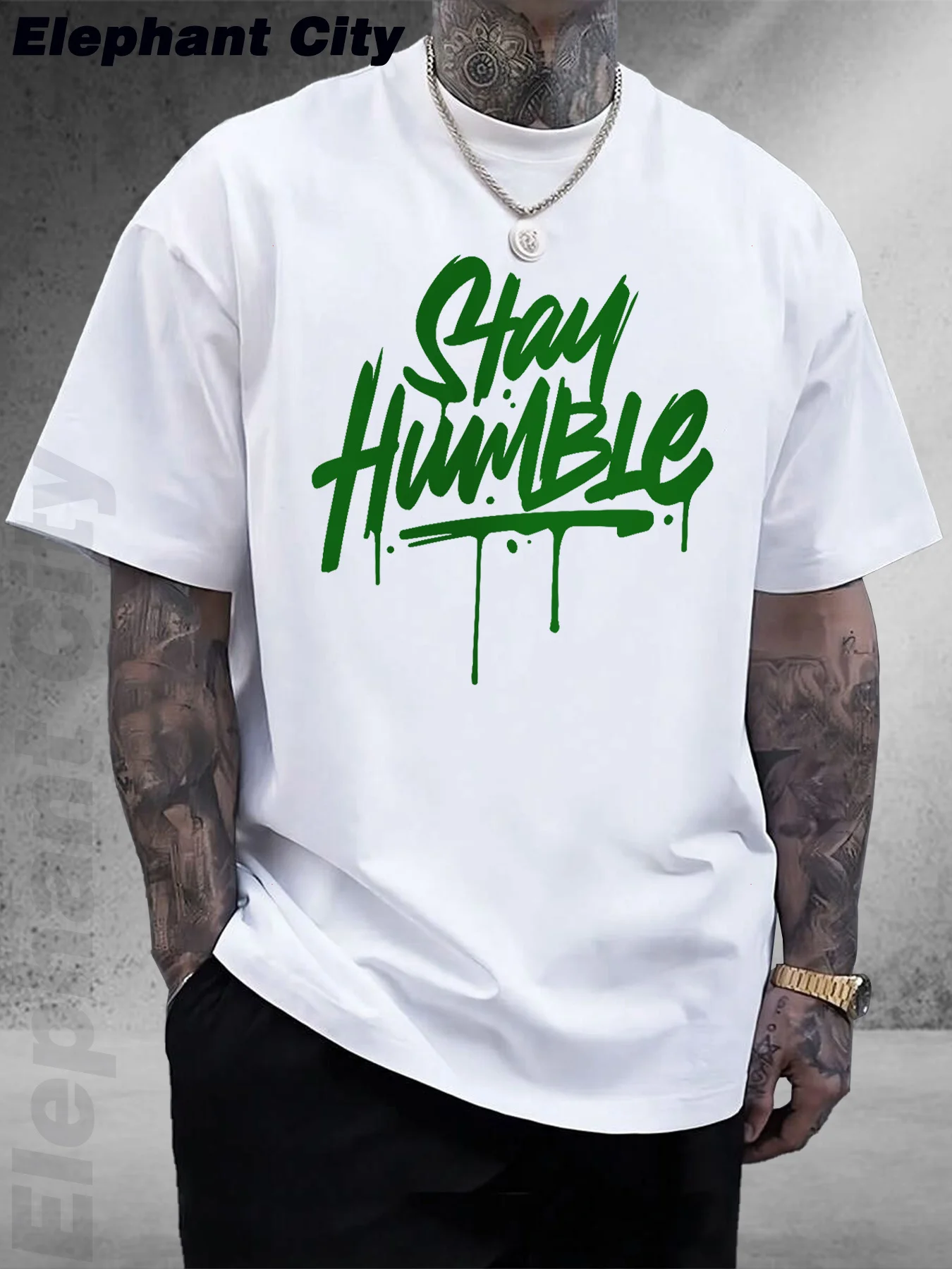 

Men's Stay Humble Graffiti Graphic T-Shirt Pure Cotton Regular Fit Tee with Bold Streetwear Design Trendy Tshirt,Durable Fabric