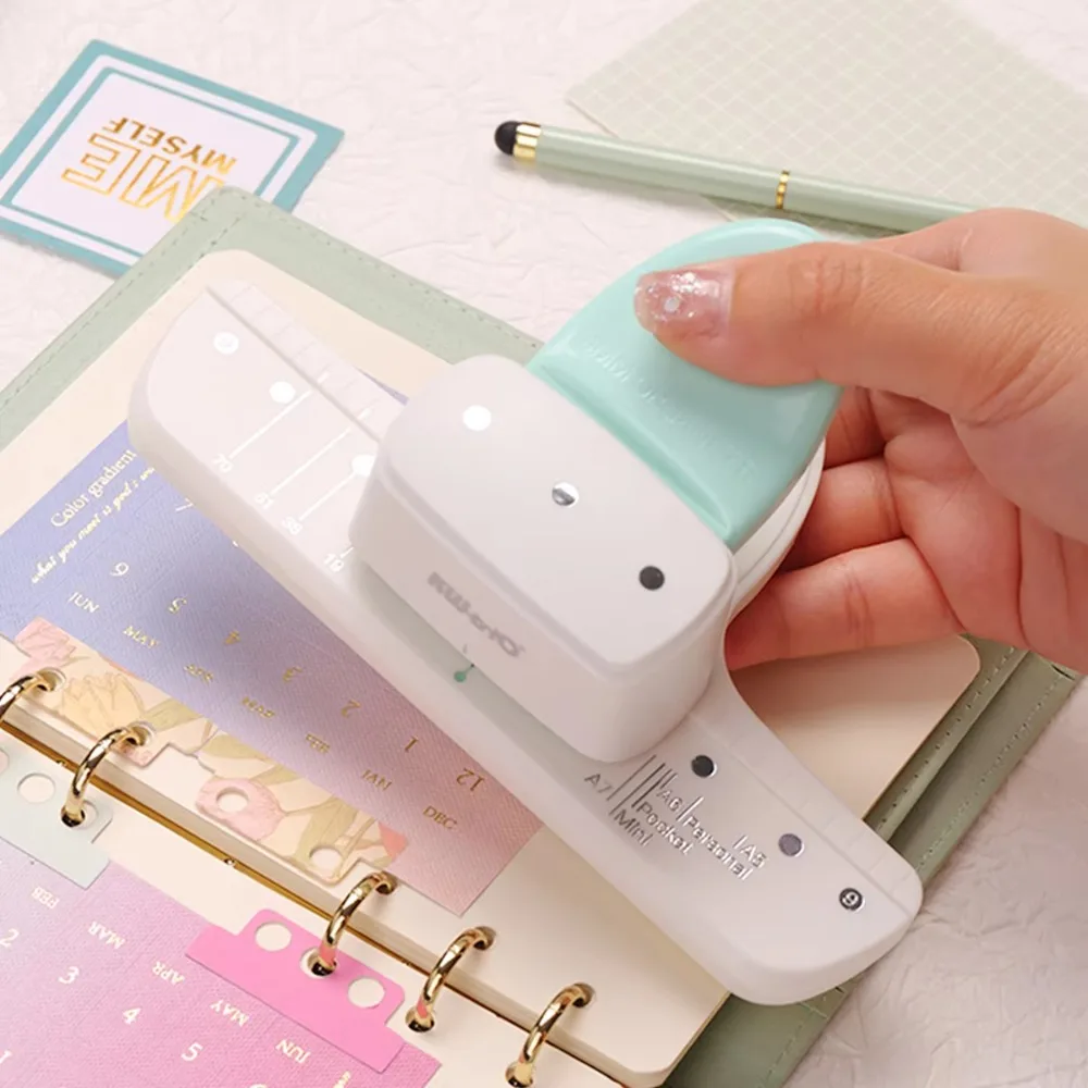 1PC Adjustable 3 Hole Paper Puncher Loose Leaf Daily Planner for A5 A6 A7 Size 8 Sheet Capacity DIY Notebooks Scrapbooking Tools