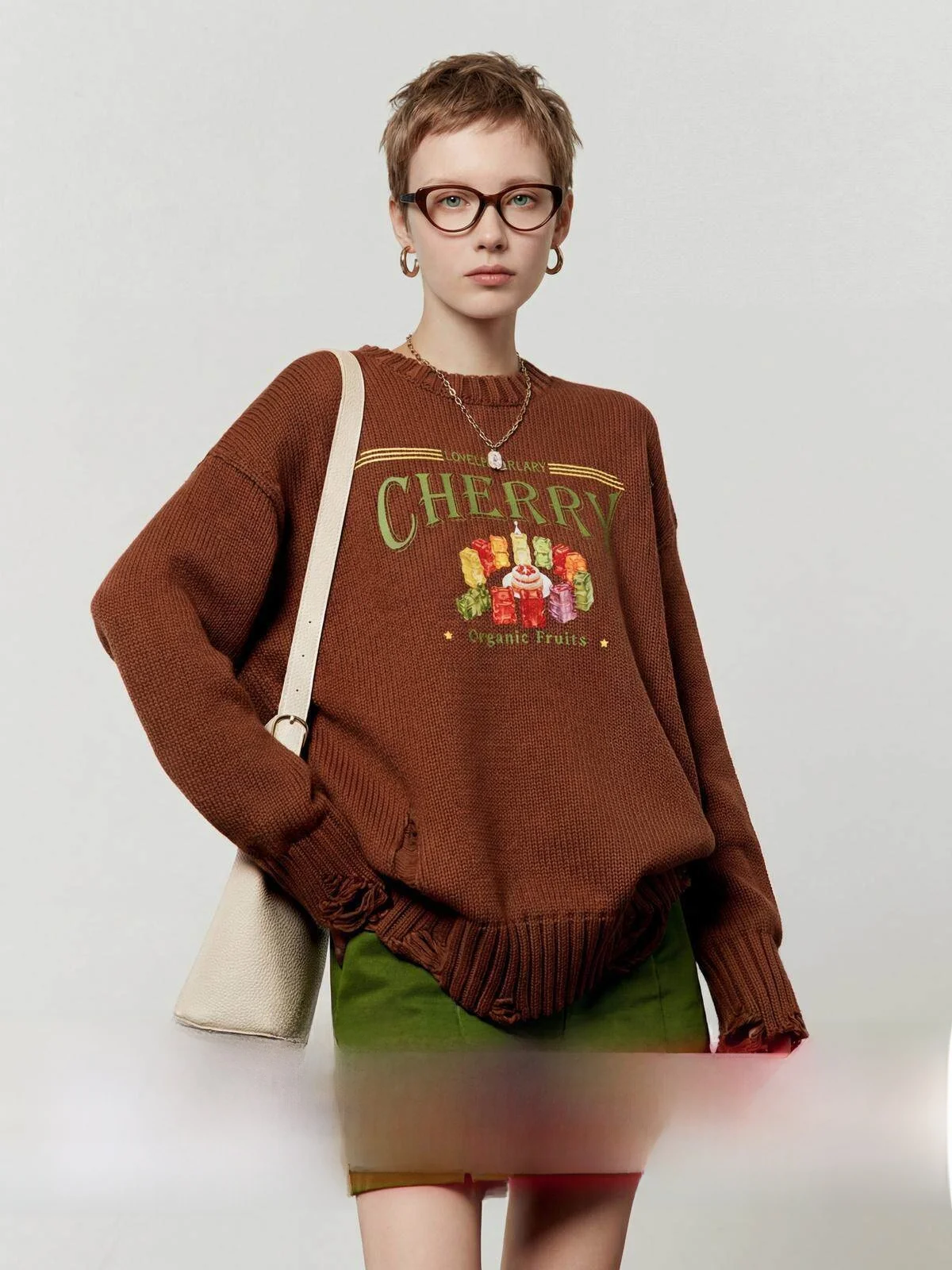 

Женский свитер с принтом Bear Candy Birthday, кофейного цвета, свободного кроя, вязаный, с длинными рукавами, стандартной длины, винтажный стиль, новинка весенней коллекции