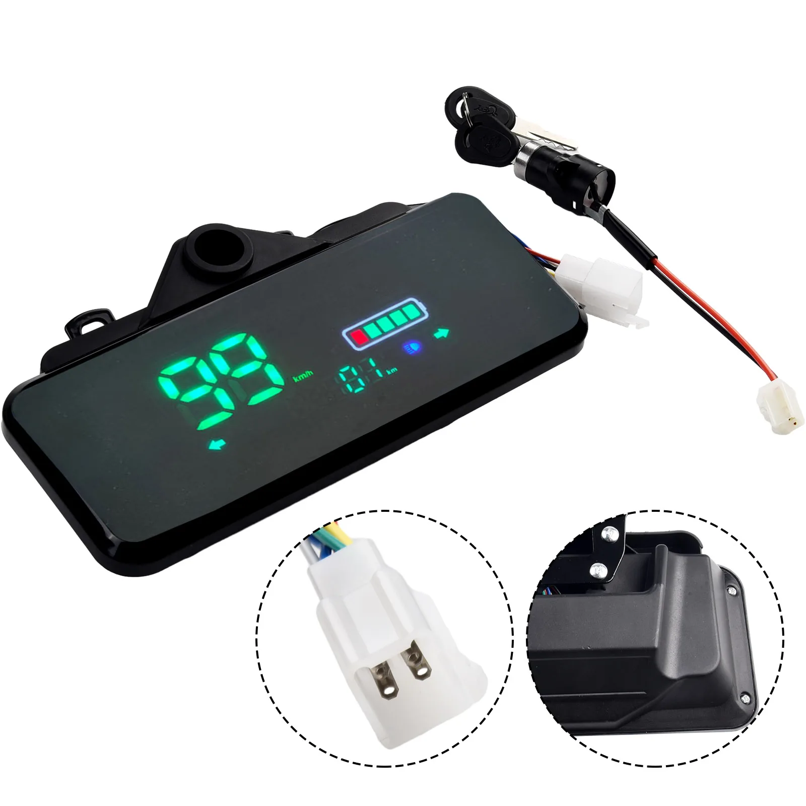 

Universals E-Vehicle LCD Display Panel 48-72V Electric Bike Speedometer With Switch Keys 6-Wire Interface Escooter Scooter Gear