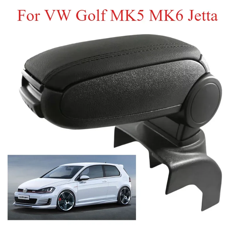 

For VW Golf MK5 MK6 Jetta Car Armrest Arm Rest Centre Console Storage Box Black Leather Original Fit Car Interior Accessories