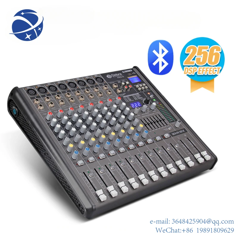 

YYHC Debra Audio PRO 8 Channel With 256 DSP Sound Effects Bluetooth Studio Mixer Audio - DJ Sound Controller Interface