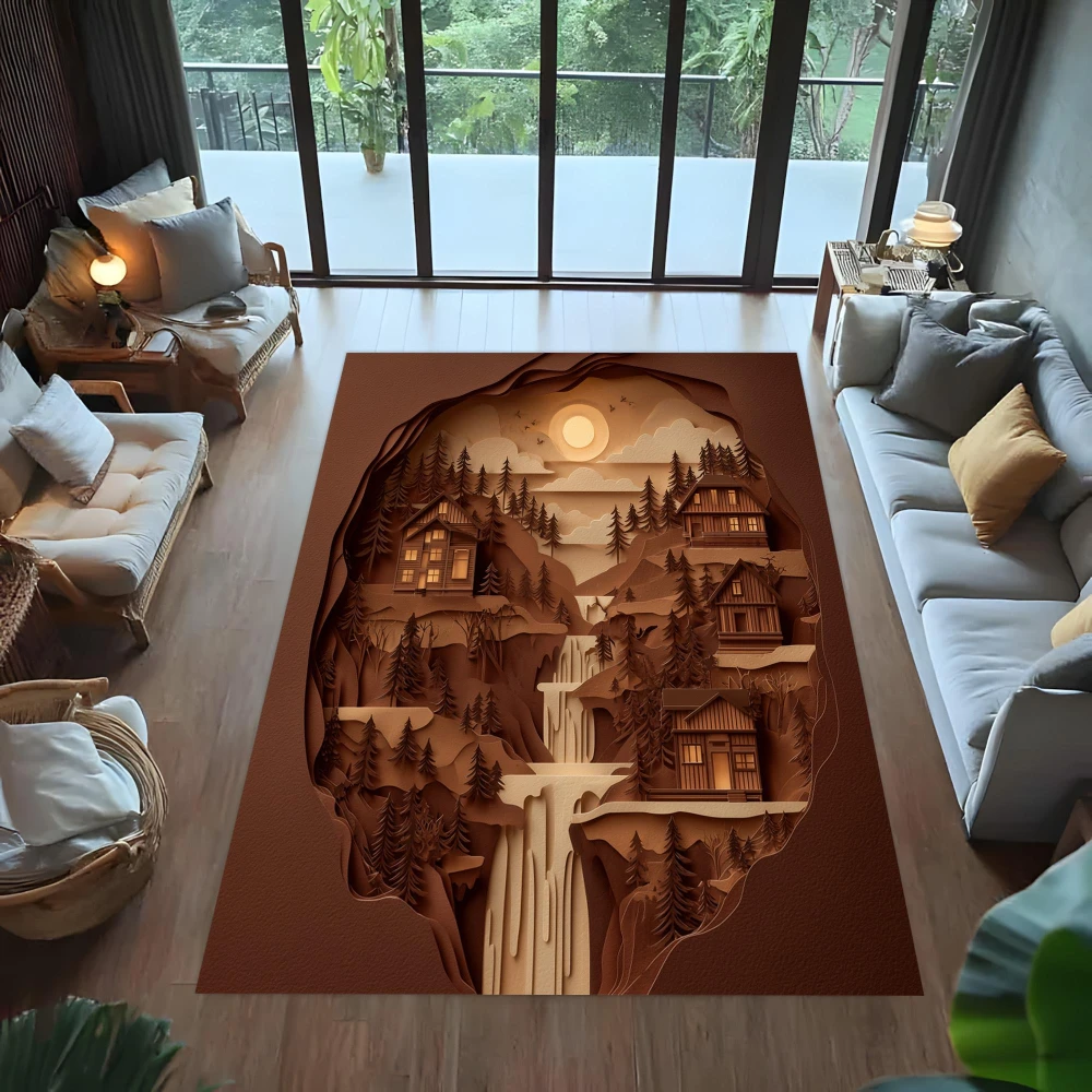 Desert Canyon Eagle 3D Landscape graphics carpet,living room leisure zone,bedside space,game corner Welcome rug,Non Slip Rug
