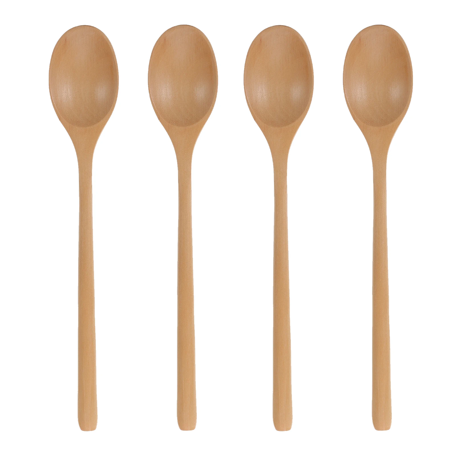 

4Pcs Wood Dessert Spoons with Long Handles - Japanese Inspired Jam Honey Stirrers - Wooden Coffee Mixing Spoons Kitchen Tool