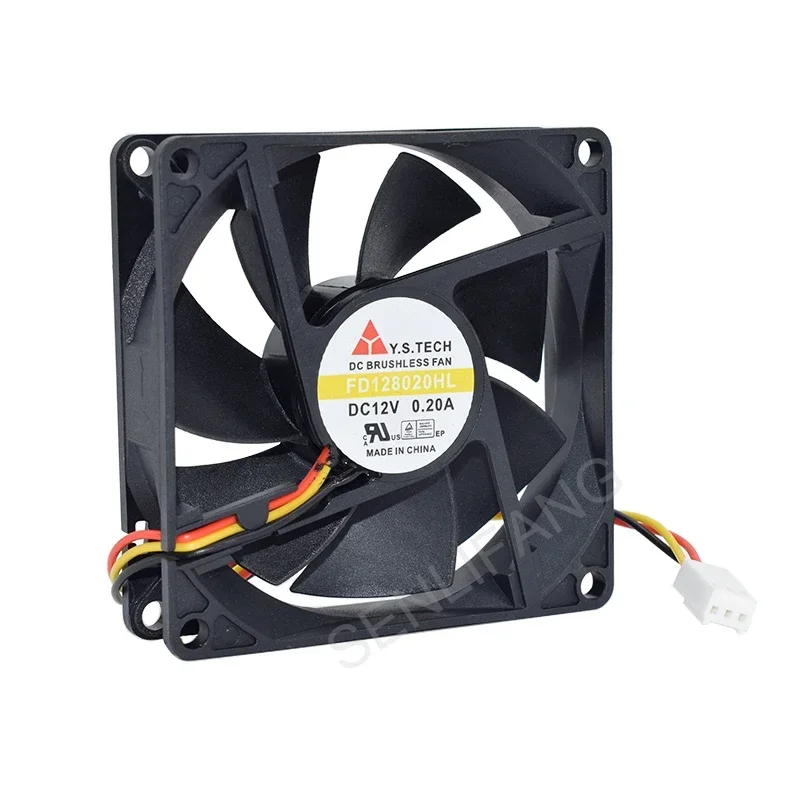 Brand New Cooler For Y.S.tech Cooling FD128020HL 8020 DC12V 0.20A 3-Pin 8CM Square Fan Well Tested