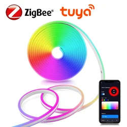 Zigbee Tuya Smart RGB Led Neon Strip USB 5V Flexible Ribbon Tape Waterproof Led Lights for Room Decoration fita led rgb Need HUB