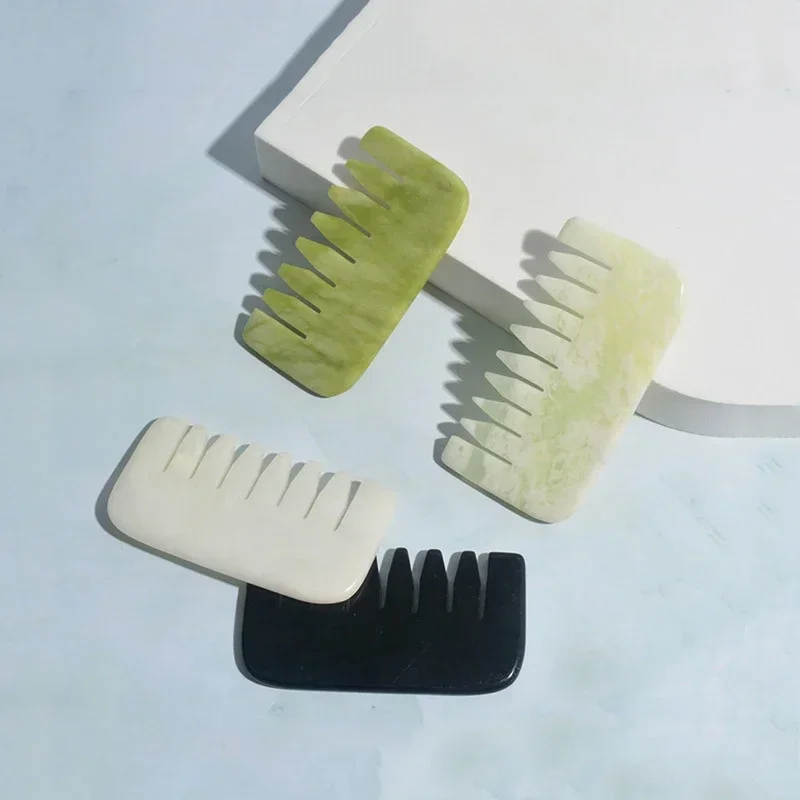 

Natural Jade Guasha Face Scraper Head Massage Comb Gua Sha Scraping Hair Comb Scalp Care Massager Tool SPA Trigger Point Therapy