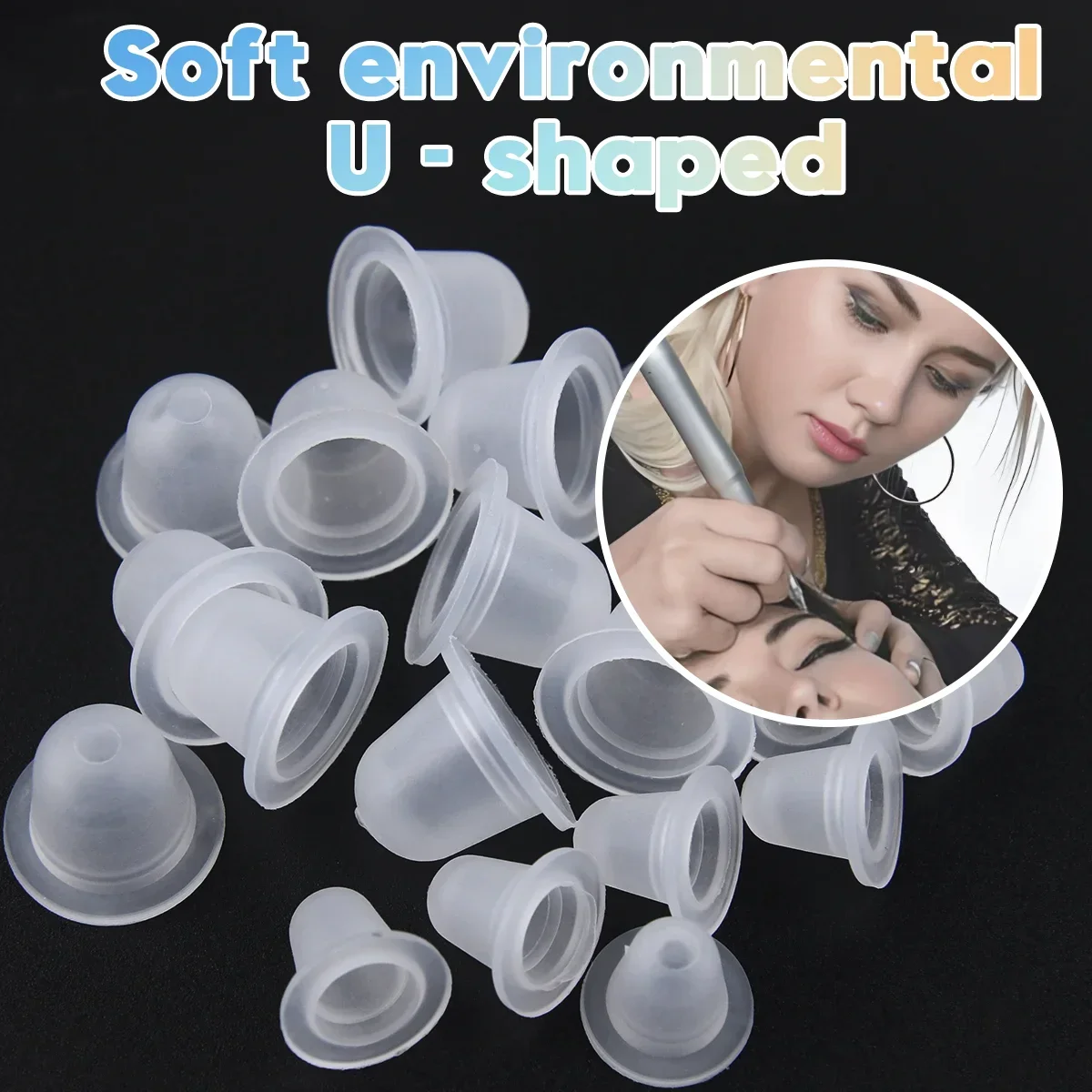 

500/300/100PCS Silicone Tattoo Ink Cup Tattoo Pigment Holder Container Ink Caps Holder Microblading Makeup Tattoo Accessories