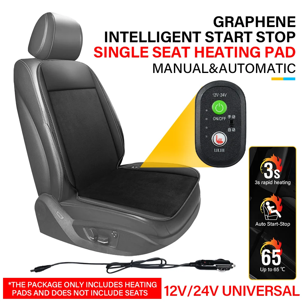 

1/2PCS Universal Heated Car Seat Cover Set Fast Warming 12/24V Flannel Car Seat Cushion Winter Car Accessories with Controller