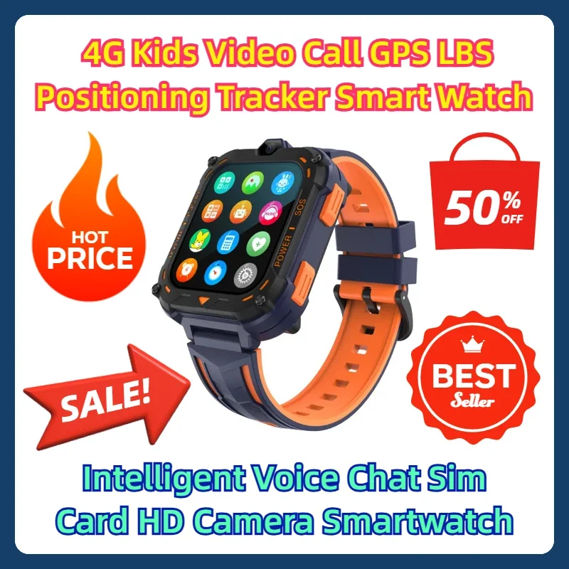 

Intelligent Voice Chat Sim Card HD Camera Smartwatch 4G Kids Video Call GPS LBS Positioning TrackerSmart Watch