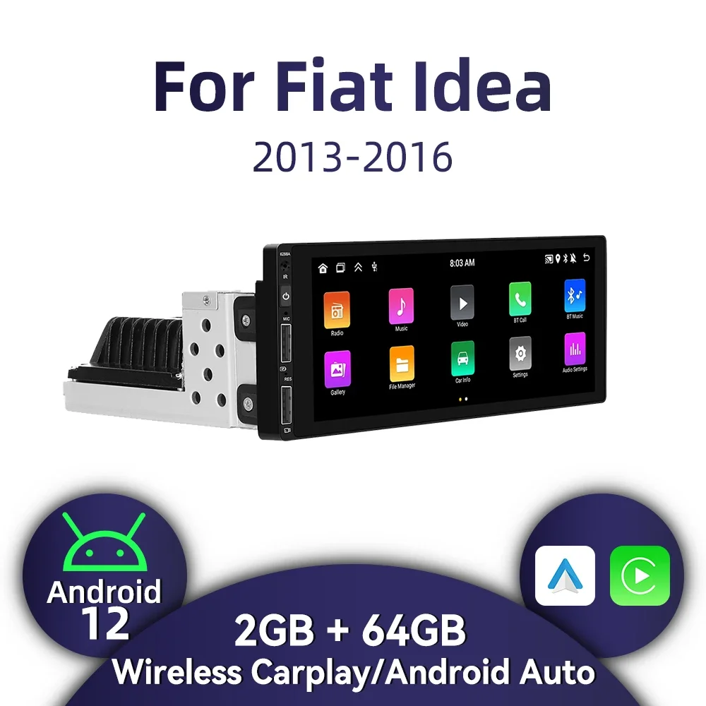 

1-диночное радио Android для Fiat Idea 2013-2016, авторадио, Android, автостерео, 6,86 дюйма, автомобильный мультимедийный головное устройство, GPS-навигация