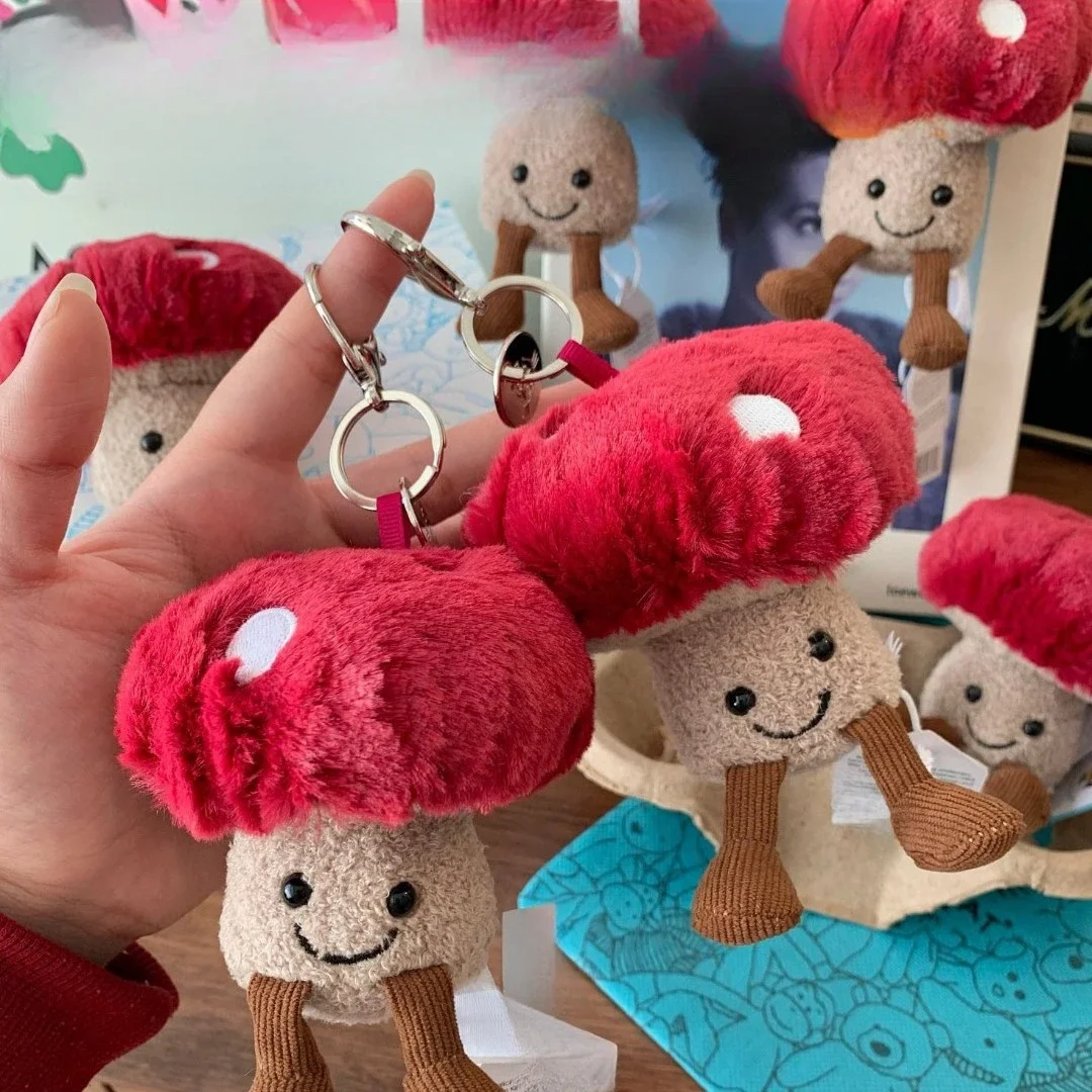 Jellycat Fun Mushroom Keychain Soothing Plush Toy Pendant Accompanying Cute Pendant Filled Doll Children Girls Holiday Gifts