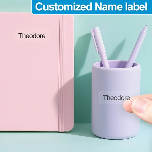 Etiquetas de nombres escolares personalizadas, pegatinas personalizadas impermeables para papelería infantil, diseño multilingüe transparente para manualidades DIY