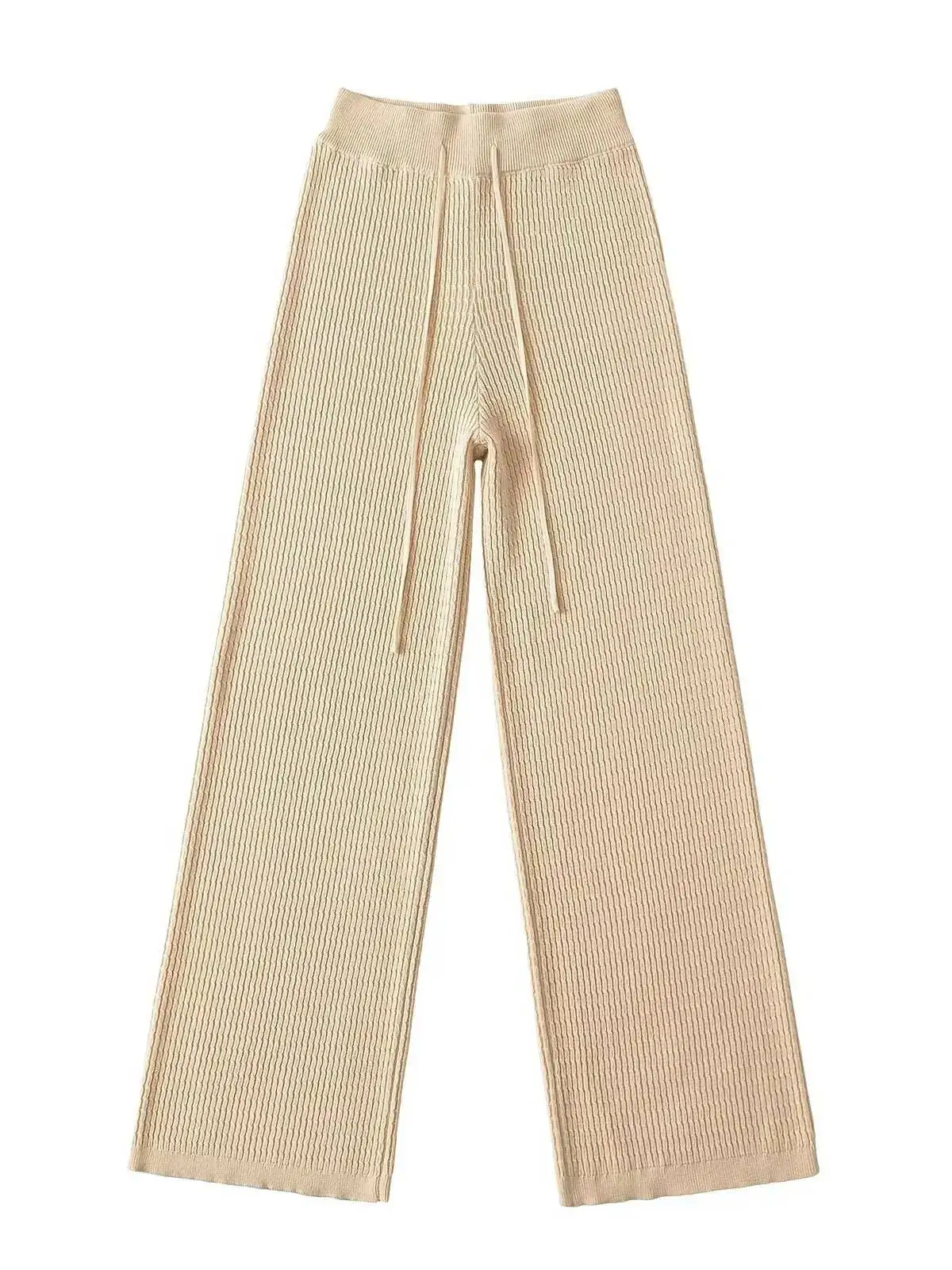 

Новые осенние женские брюки 2026 года с высокой талией, свободные, текстурированные, широкие, на шнуровке, повседневные, универсальные, прямые, модель 520C