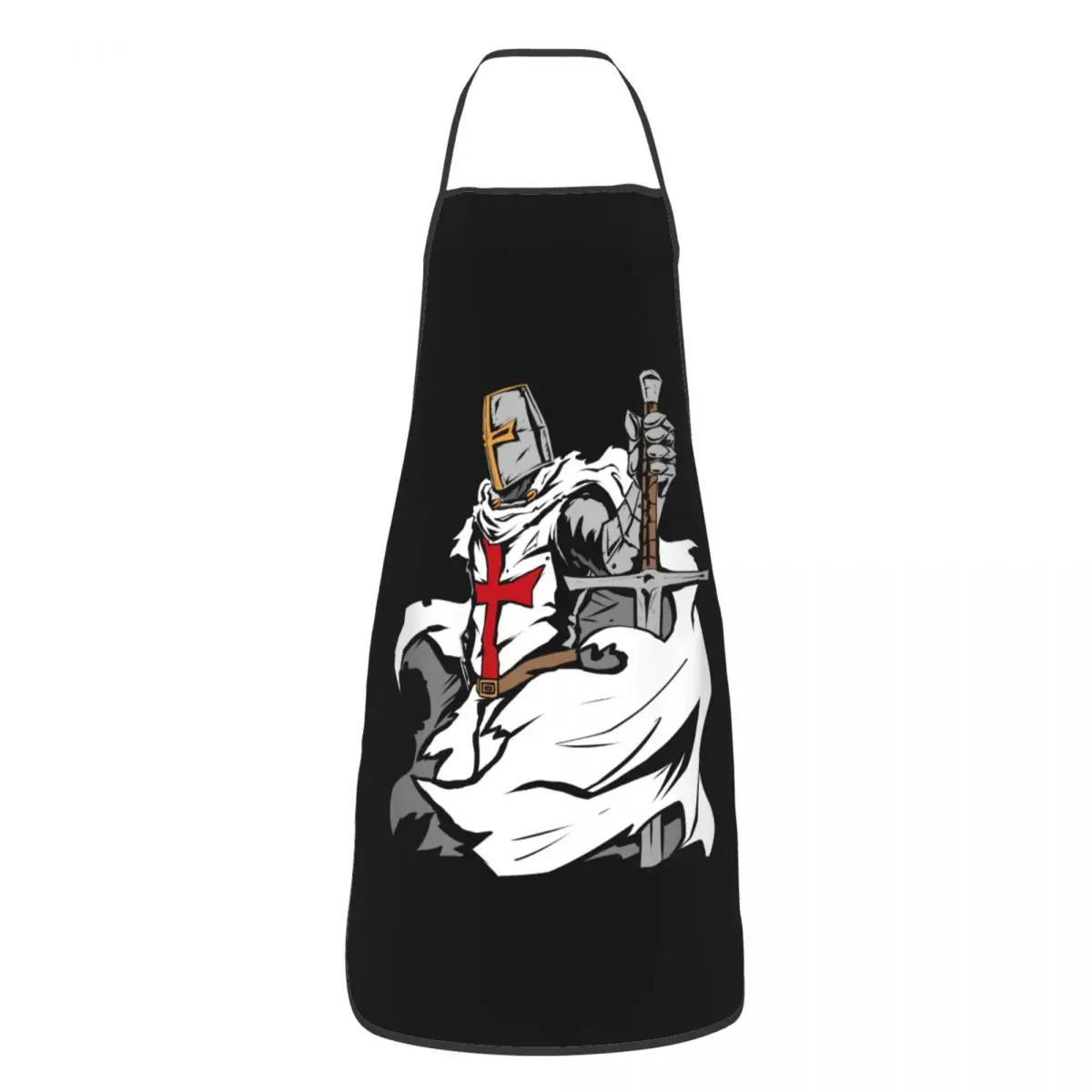 Custom Funny Knight Templar Sword Crusader Bib Aprons Men Women Unisex Kitchen Chef Tablier Cuisine for Cooking Baking Painting